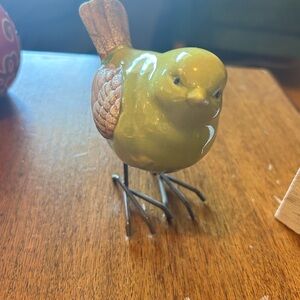 Charming Green and Brown Bird Figurine